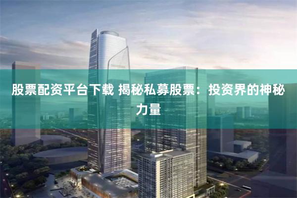 股票配资平台下载 揭秘私募股票:投资界的神秘力量